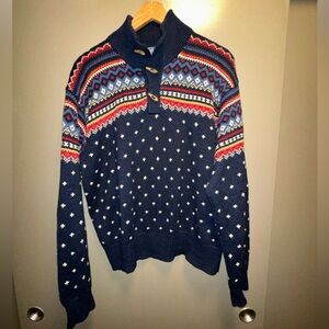 Polo Ralph Lauren Blue Fair Isle Cashmere Knit Toggle Sweater Sz xl men’s